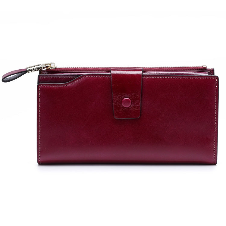 8236 Antimagnetic RFID Multi-function Oil Wax Leather Lady Wallet Large-capacity Purse