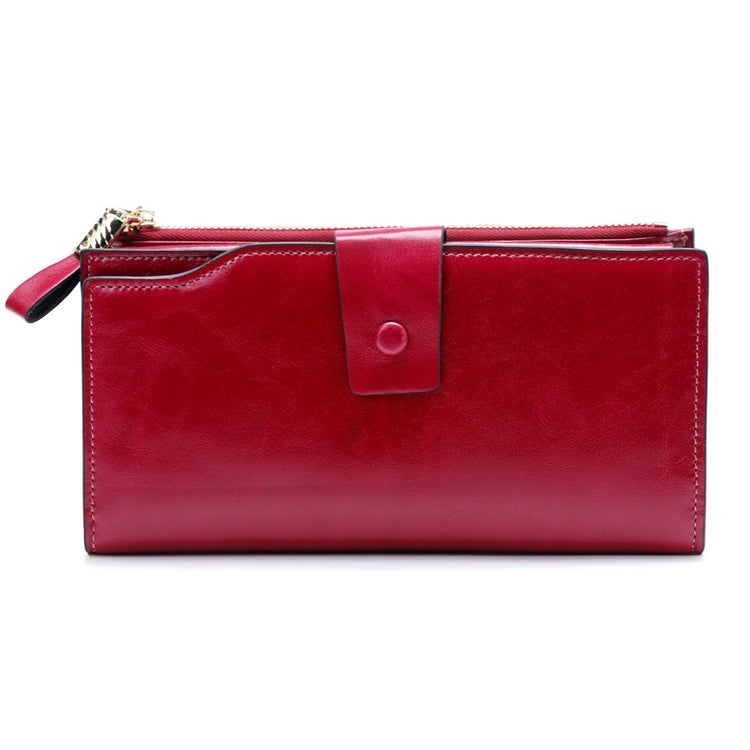 8236 Antimagnetic RFID Multi-function Oil Wax Leather Lady Wallet Large-capacity Purse