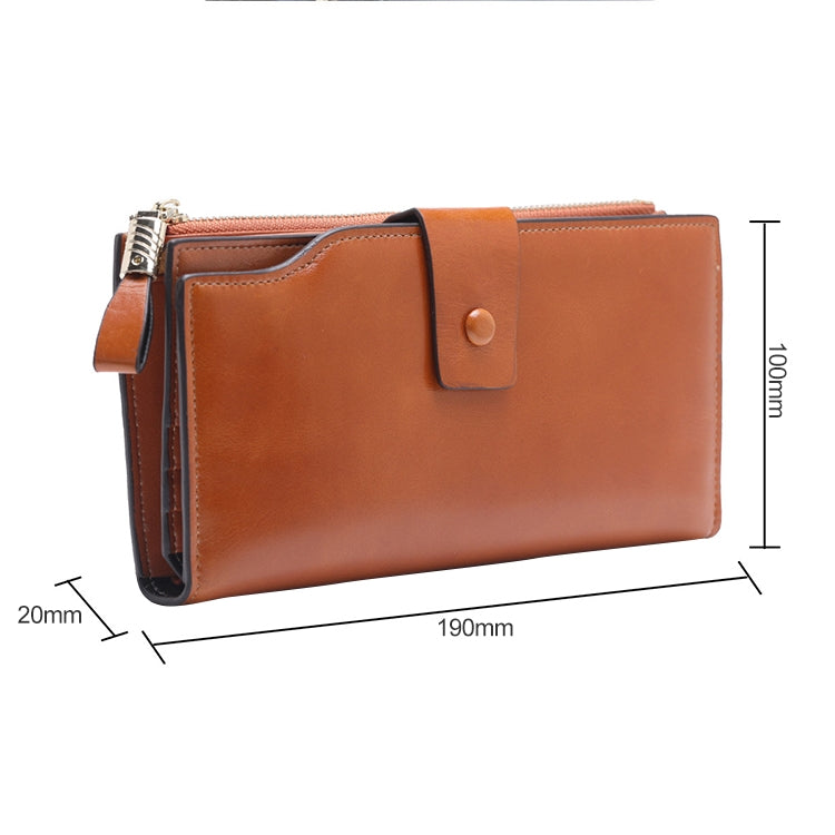 8236 Antimagnetic RFID Multi-function Oil Wax Leather Lady Wallet Large-capacity Purse