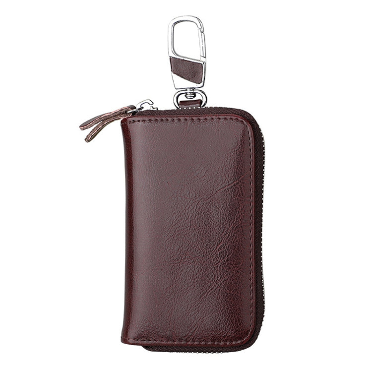 9101 Multi-function Waist Hanging Oil Wax Leather Zipper Wallet Keys Holder Bag