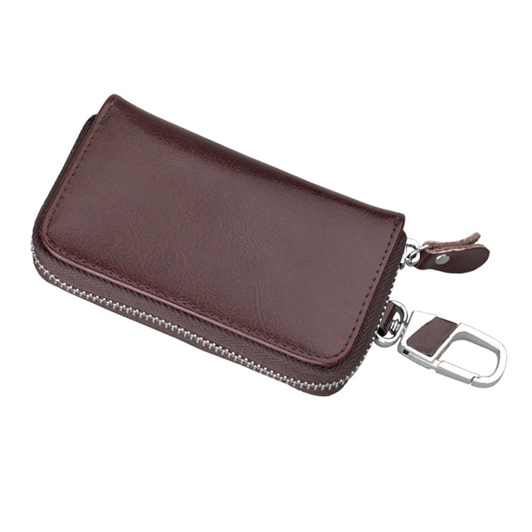 9101 Multi-function Waist Hanging Oil Wax Leather Zipper Wallet Keys Holder Bag