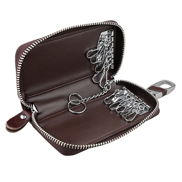 9101 Multi-function Waist Hanging Oil Wax Leather Zipper Wallet Keys Holder Bag