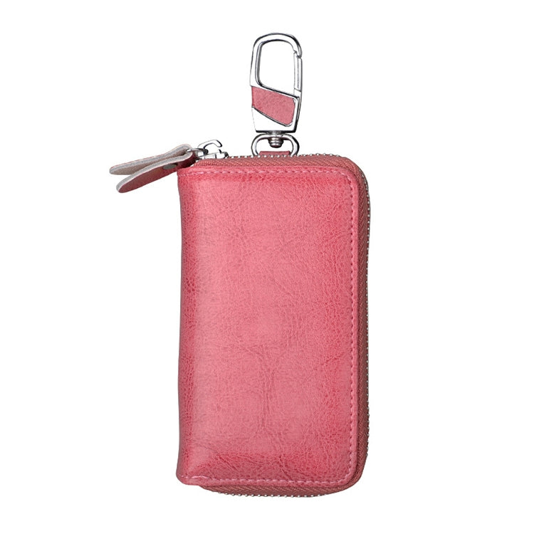 9101 Multi-function Waist Hanging Oil Wax Leather Zipper Wallet Keys Holder Bag