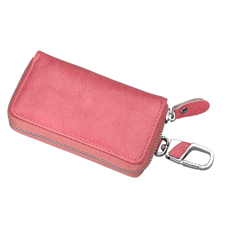9101 Multi-function Waist Hanging Oil Wax Leather Zipper Wallet Keys Holder Bag