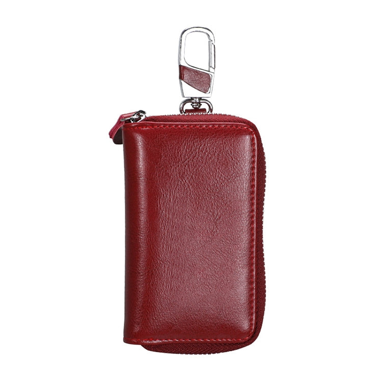 9101 Multi-function Waist Hanging Oil Wax Leather Zipper Wallet Keys Holder Bag