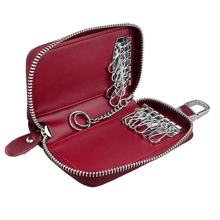 9101 Multi-function Waist Hanging Oil Wax Leather Zipper Wallet Keys Holder Bag