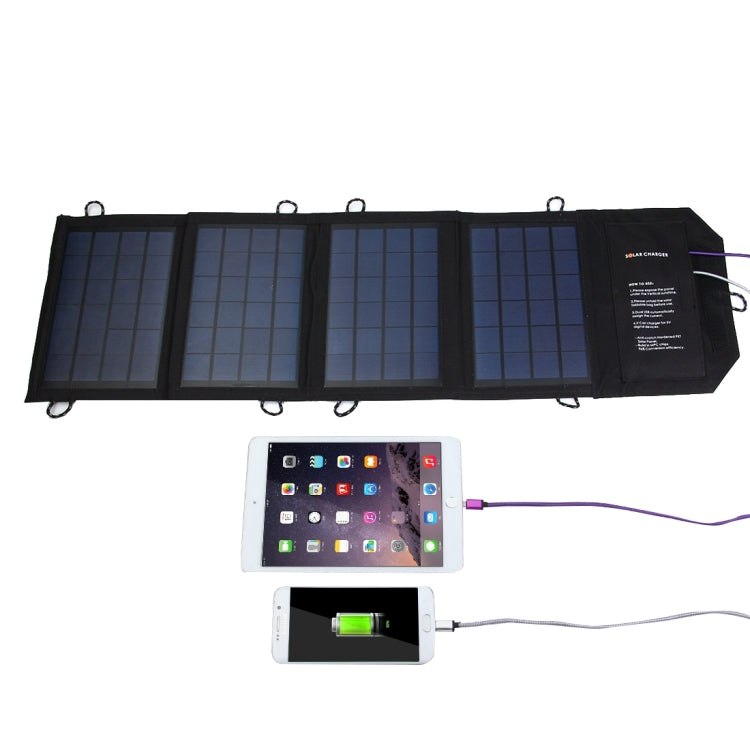 14W 2.8A Max 2 Output Ports Portable Folding Solar Panel Charger Bag for Samsung / HTC / Nokia / Mobile Phones / Other Devices