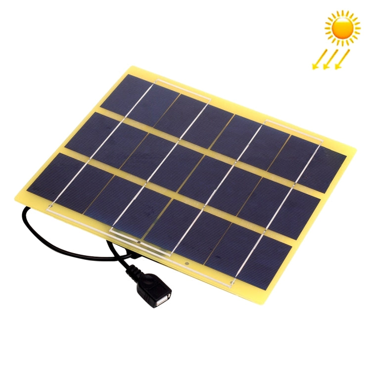 Portable Outdoor Sports Necessity 5W 5V A-grade Monocrystalline Silicon Glass Fiber Solar Panel Charger with Standard USB Charging Cable for Mobile Phones & Digital Camera & MP3 & MP4 & iPad and other 5V USB Interface Power Banks