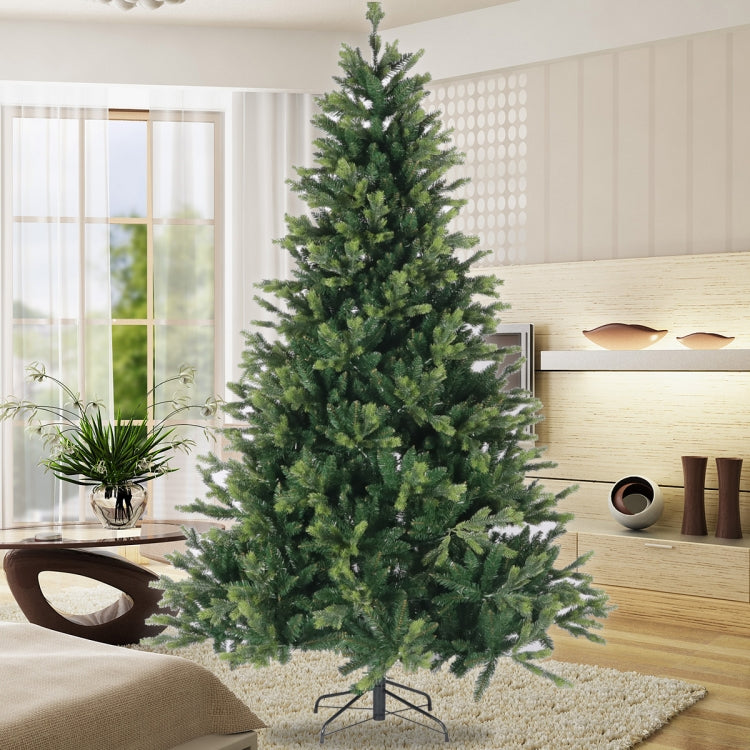 [US Warehouse] 7.5FT Fir Artificial Christmas Tree Feel Real Hinged Aspen PE Xmas Tree with Solid Metal Stand