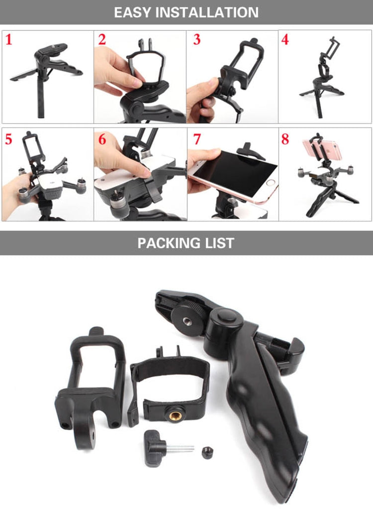 Hand Grip Handheld Gimbal Stabilizer Tripod Mount with Phone Clamp for DJI Shark(Black)