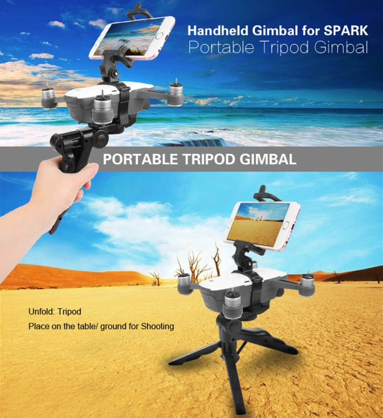 Hand Grip Handheld Gimbal Stabilizer Tripod Mount with Phone Clamp for DJI Shark(Black)