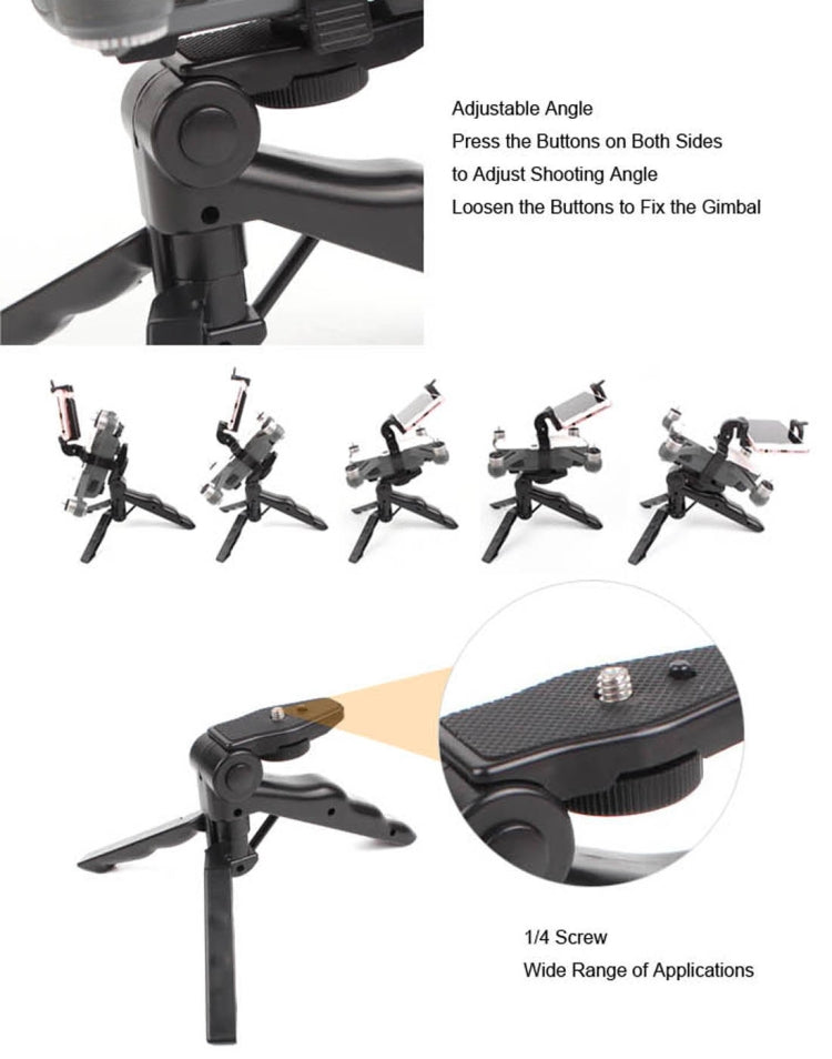 Hand Grip Handheld Gimbal Stabilizer Tripod Mount with Phone Clamp for DJI Shark(Black)
