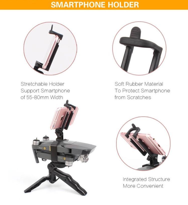 Hand Grip Handheld Gimbal Stabilizer Tripod Mount with Phone Clamp for DJI Mavic Pro(Black)