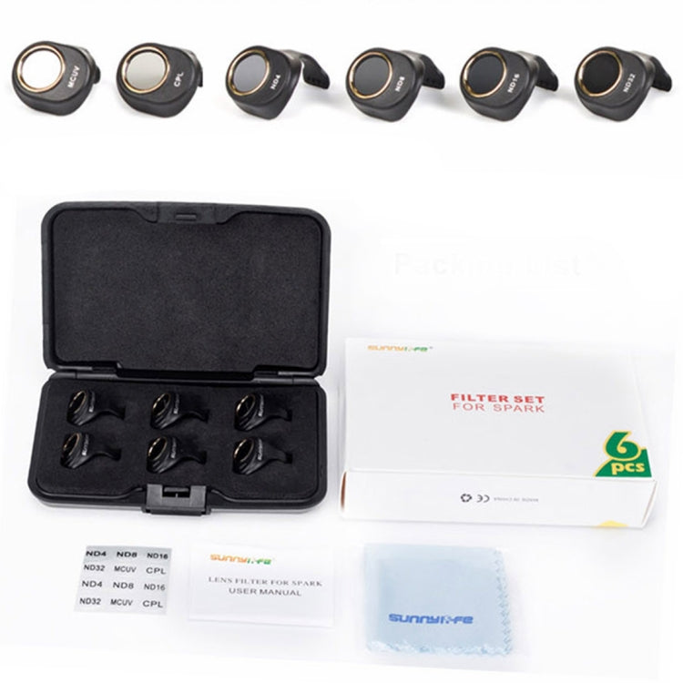 6 in 1 HD Drone Camera ND32/16/8/4 & CPL & UV Lens Filter Set for DJI Spark