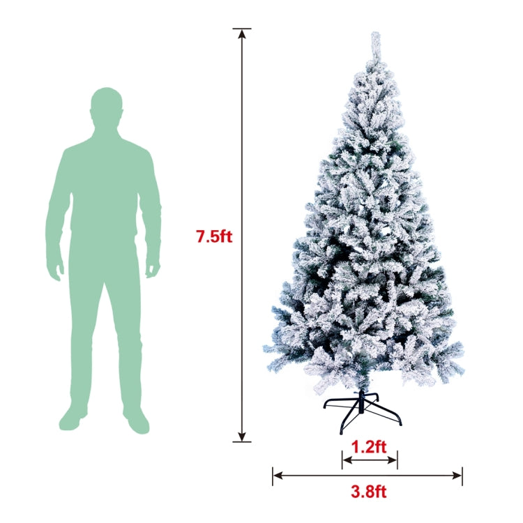 [US Warehouse] 7.5FT PVC Snow Flocked Christmas Tree with 1400 Branches