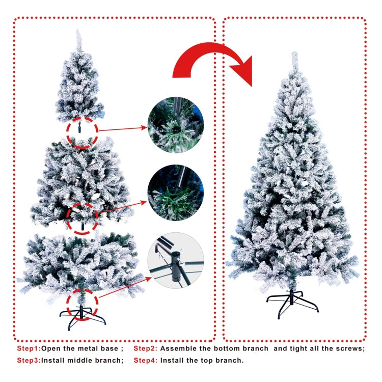 [US Warehouse] 7.5FT PVC Snow Flocked Christmas Tree with 1400 Branches