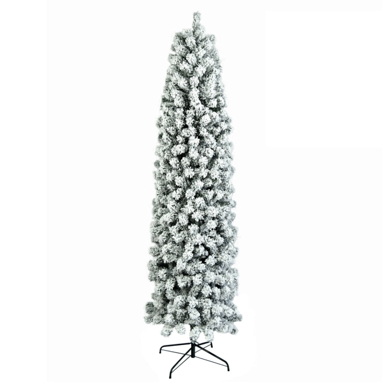 [US Warehouse] 7.5FT Indoor Outdoor Christmas Holiday Decoration Pencil Flocking Christmas Tree
