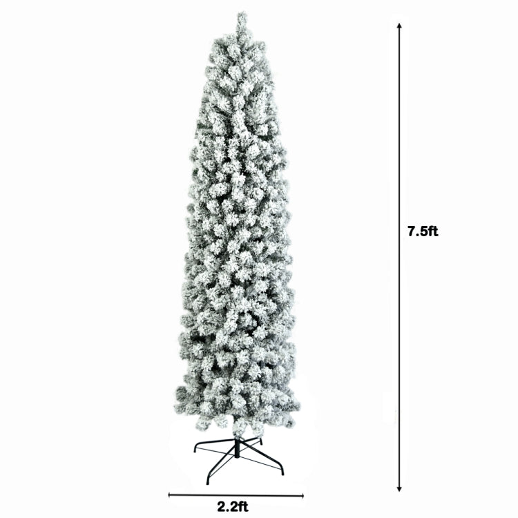 [US Warehouse] 7.5FT Indoor Outdoor Christmas Holiday Decoration Pencil Flocking Christmas Tree