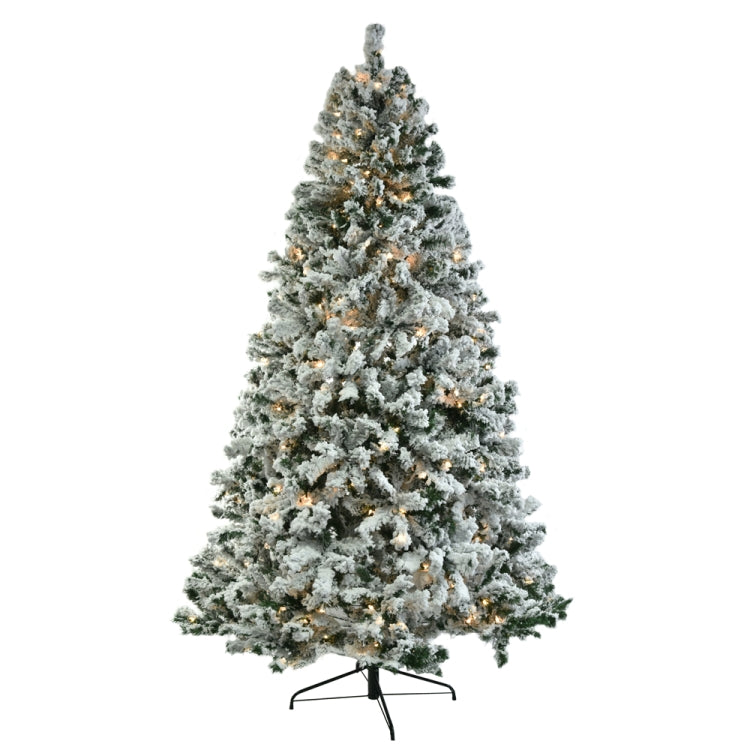[US Warehouse] 7.5FT Indoor Outdoor Christmas Holiday Decoration PVC Flocking Tied Light Christmas Tree
