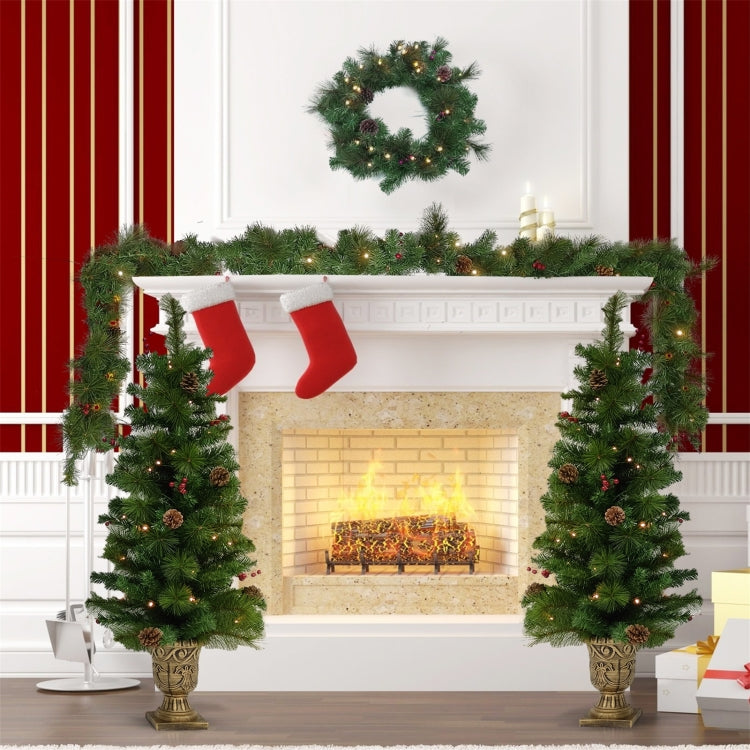 [US Warehouse] 4 In 1 Christmas Holiday Decoration Wreath + 180 Warm White LED Lights + Christmas Tree Set