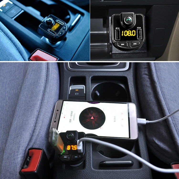 Bluetooth FM Transmitter Wireless In-Car Radio Adapter Music Player Hands-Free Calling Car Kit, Dual USB Charger, Support Bluetooth / Micro SD Card / TF Card / USB Disk