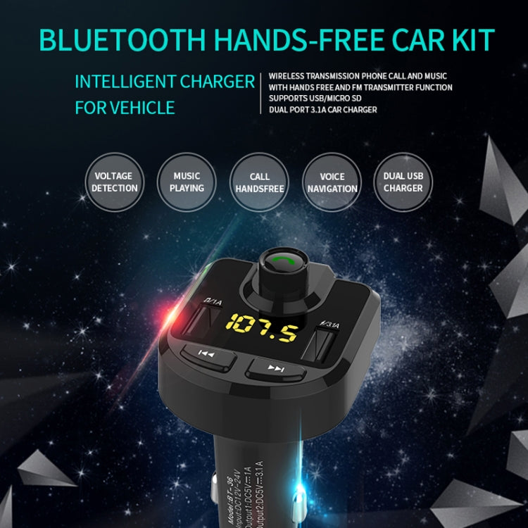Bluetooth FM Transmitter Wireless In-Car Radio Adapter Music Player Hands-Free Calling Car Kit, Dual USB Charger, Support Bluetooth / Micro SD Card / TF Card / USB Disk