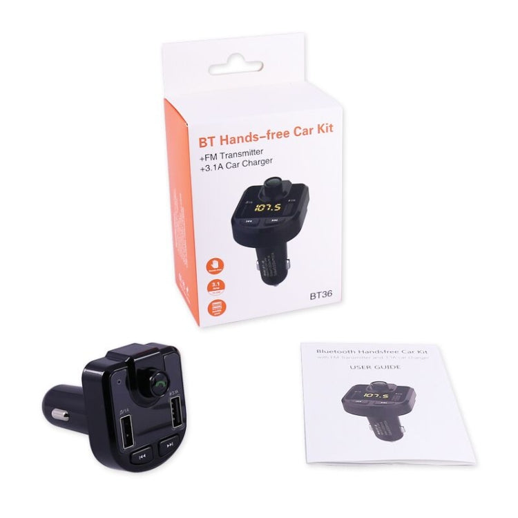 Bluetooth FM Transmitter Wireless In-Car Radio Adapter Music Player Hands-Free Calling Car Kit, Dual USB Charger, Support Bluetooth / Micro SD Card / TF Card / USB Disk