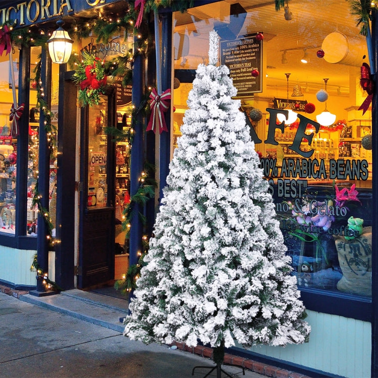 [US Warehouse] 7FT Indoor Outdoor Christmas Holiday Decoration PVC Flocking Christmas Tree with 1300 Branches