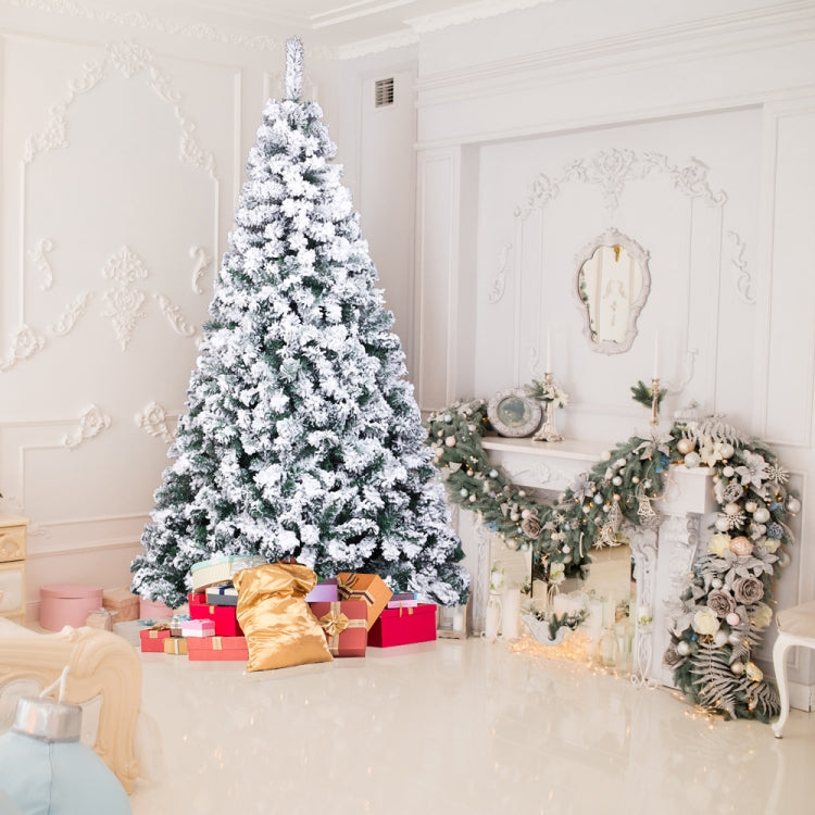 [US Warehouse] 7FT Indoor Outdoor Christmas Holiday Decoration PVC Flocking Christmas Tree with 1300 Branches