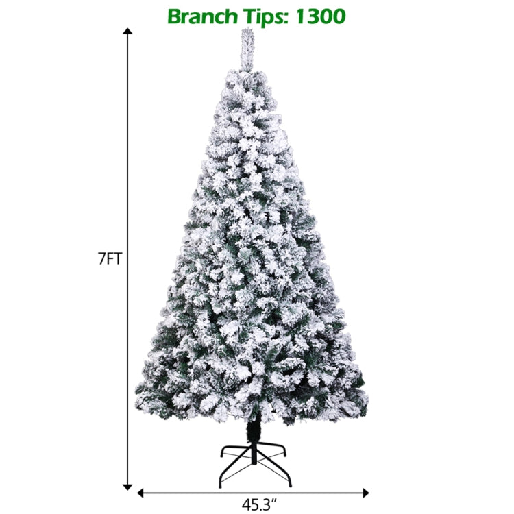 [US Warehouse] 7FT Indoor Outdoor Christmas Holiday Decoration PVC Flocking Christmas Tree with 1300 Branches