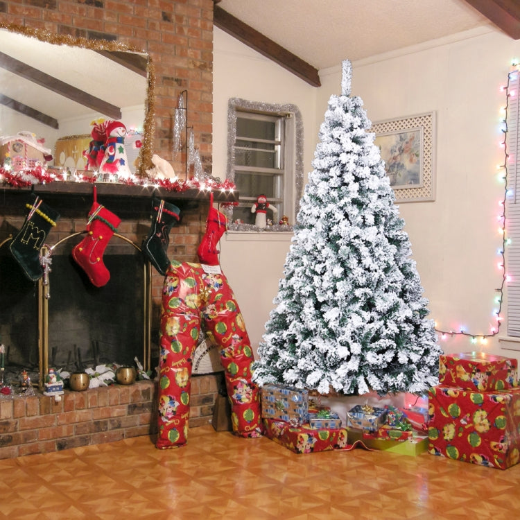 [US Warehouse] 7FT Indoor Outdoor Christmas Holiday Decoration PVC Flocking Christmas Tree with 1300 Branches