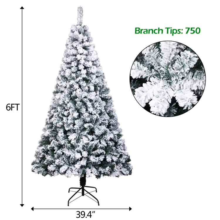[US Warehouse] 6FT Indoor Outdoor Christmas Holiday Decoration PVC Flocking Christmas Tree with 750 Branches