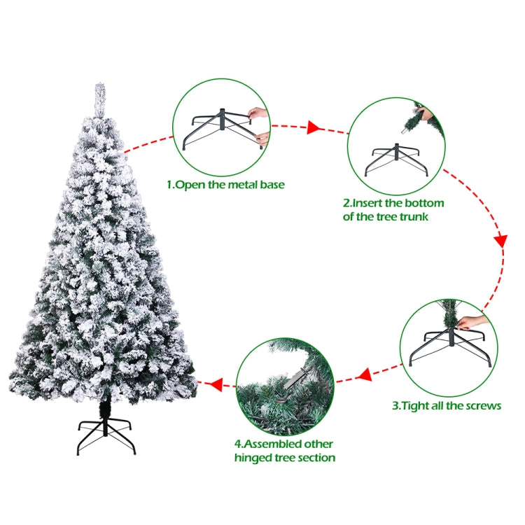 [US Warehouse] 6FT Indoor Outdoor Christmas Holiday Decoration PVC Flocking Christmas Tree with 750 Branches