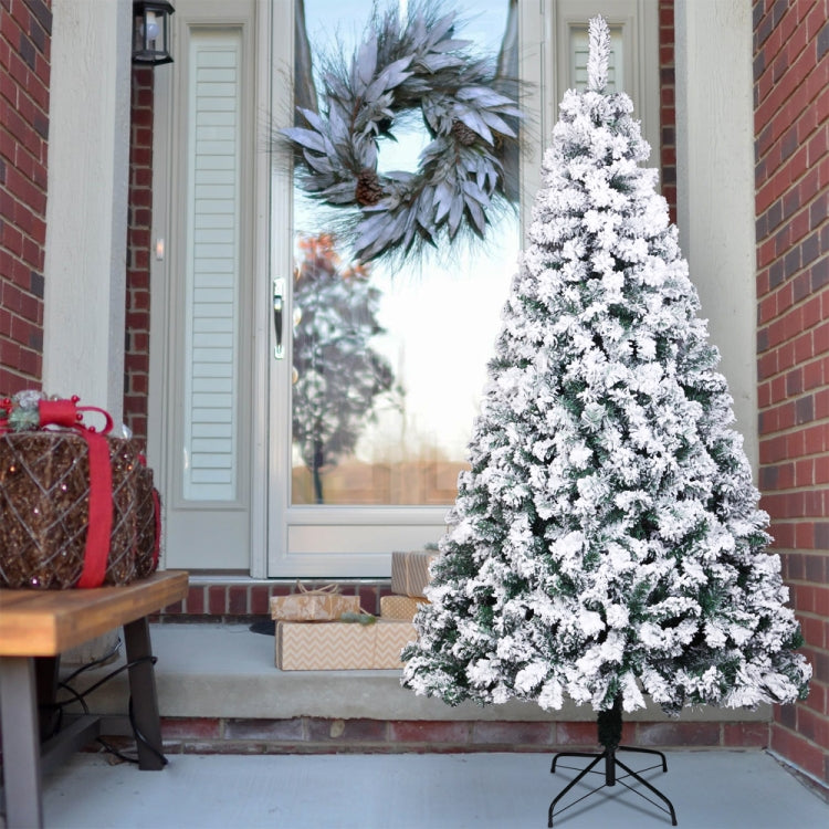 [US Warehouse] 6FT Indoor Outdoor Christmas Holiday Decoration PVC Flocking Christmas Tree with 750 Branches