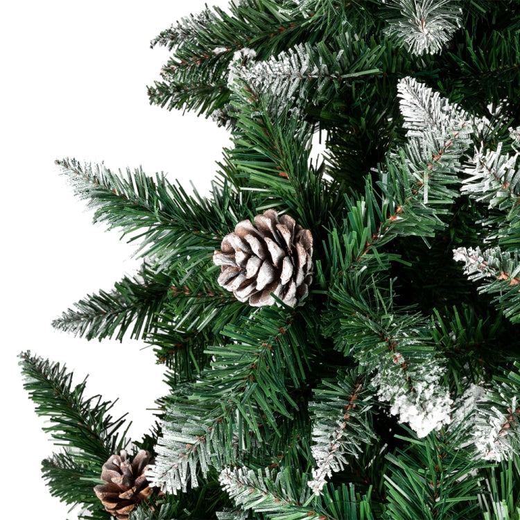 [US Warehouse] 6FT Indoor Outdoor Christmas Holiday Decoration Flocking Spray White Christmas Tree with 920 Branches & Pine Cones