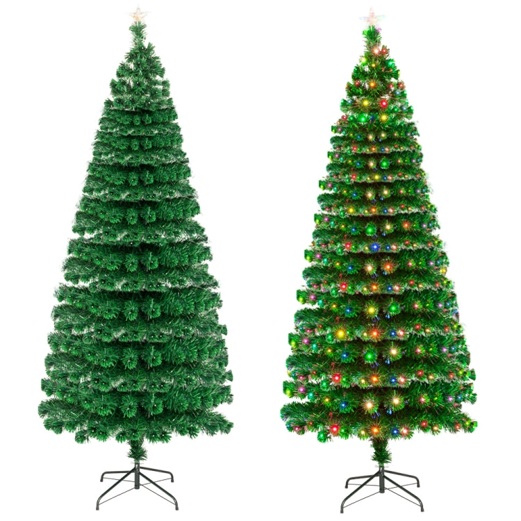 [US Warehouse] 7.5FT Indoor Outdoor Christmas Holiday Decoration Fiber Optic Christmas Tree with 260 Branches & 260 LED Lamps