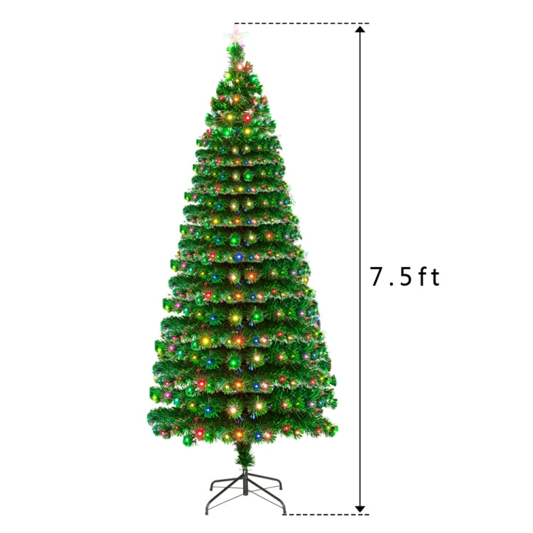 [US Warehouse] 7.5FT Indoor Outdoor Christmas Holiday Decoration Fiber Optic Christmas Tree with 260 Branches & 260 LED Lamps
