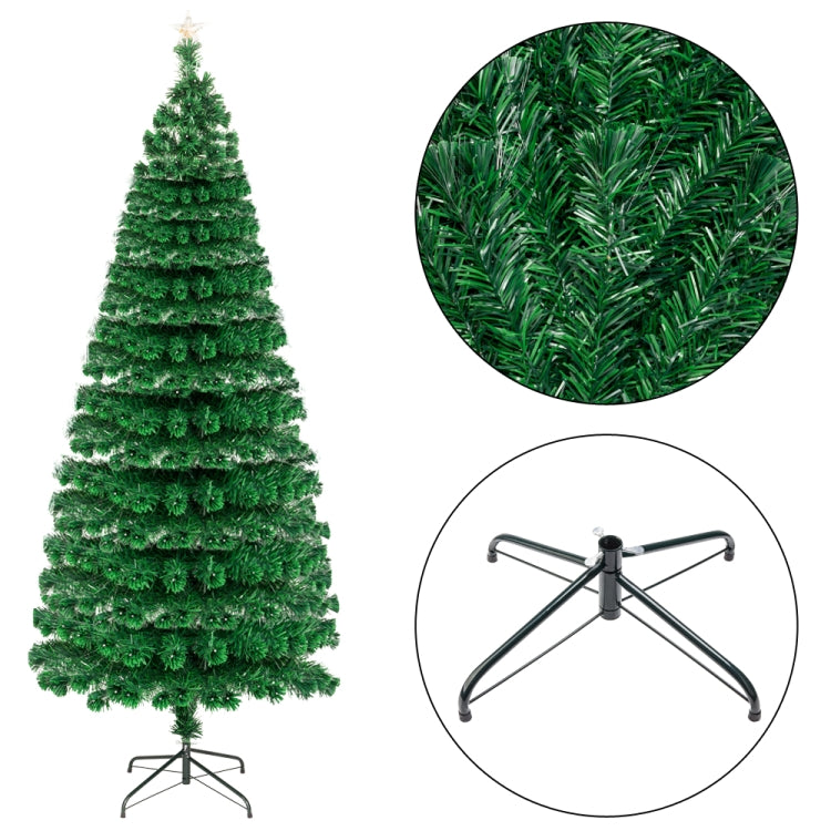 [US Warehouse] 7.5FT Indoor Outdoor Christmas Holiday Decoration Fiber Optic Christmas Tree with 260 Branches & 260 LED Lamps