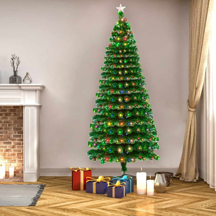 [US Warehouse] 7.5FT Indoor Outdoor Christmas Holiday Decoration Fiber Optic Christmas Tree with 260 Branches & 260 LED Lamps