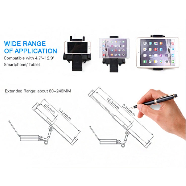 Foldable Extendable 360 Degree Rotation Phone / Tablet Holder for DJI Mavic Pro & Spark Transmitter, Suitable for 4.7 - 12.9 inch Smartphone / Tablet (6-24.6cm Width)