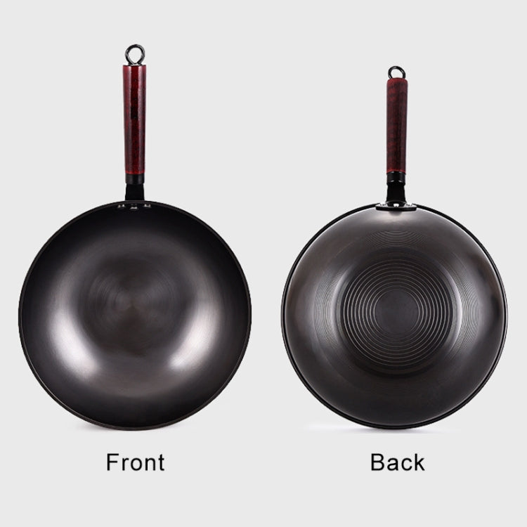 Fast Heating Non-coated Non-stick Flat-bottomed Wok Fine Iron Pan for Gas Stove Induction Cooker, Mouth Diameter: 32cm