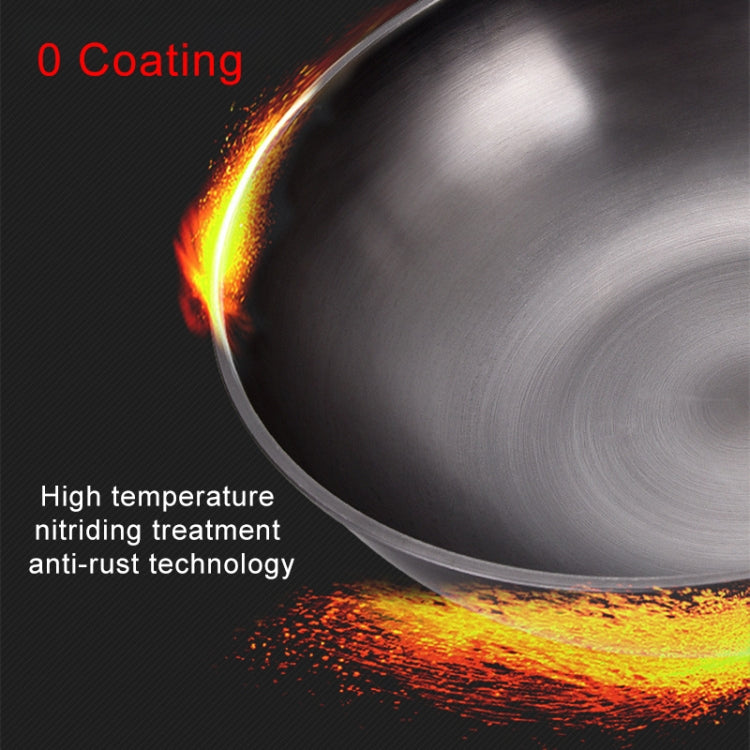 Fast Heating Non-coated Non-stick Flat-bottomed Wok Fine Iron Pan for Gas Stove Induction Cooker, Mouth Diameter: 32cm