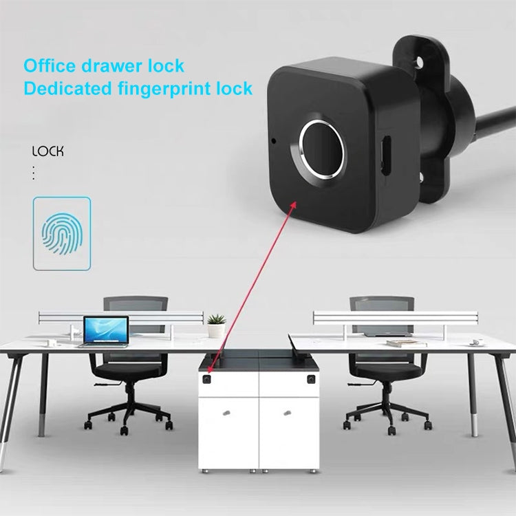 BP01-A Micro USB Charging Triple Drawer Left Hand Unlocking Smart Semiconductor Fingerprint Lock(Black)
