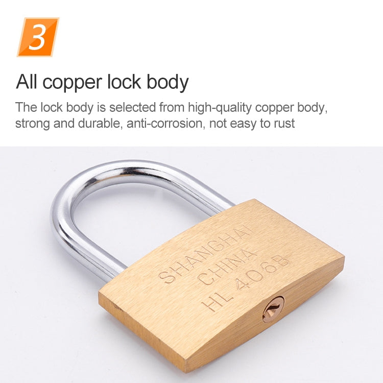 Copper Padlock Small Lock, Style: Long Lock Beam, 30mm Not Open
