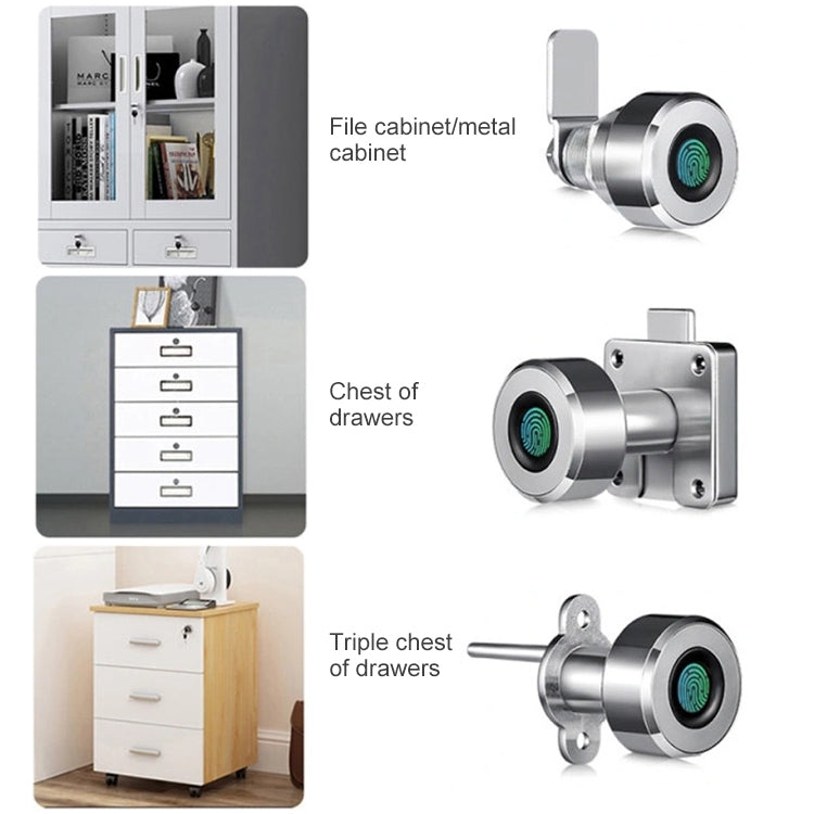 T22FB Micro USB Charging Zinc Alloy Smart Fingerprint + Bluetooth Drawer Bilateral Open Lock File Cabinet Lock