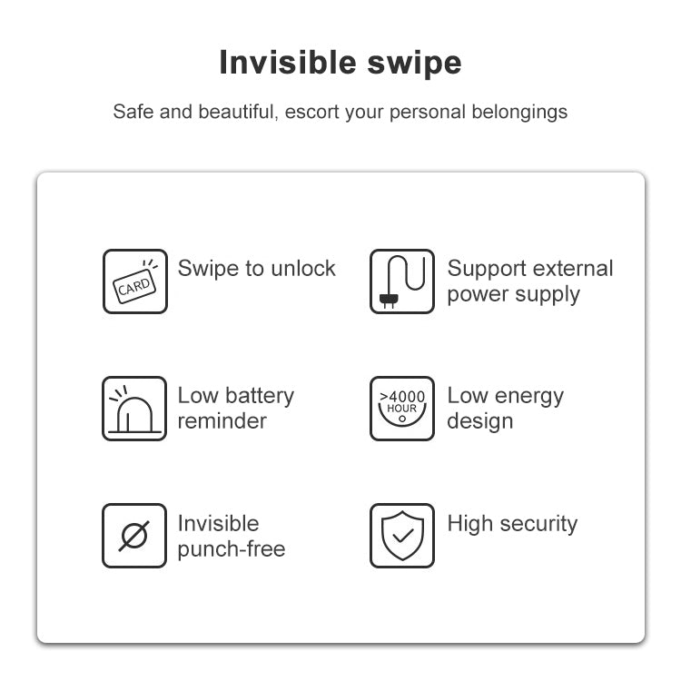 T8 Hole-free IC Sensor Swipe Card Drawer Lock Invisible Universal Cabinet Lock