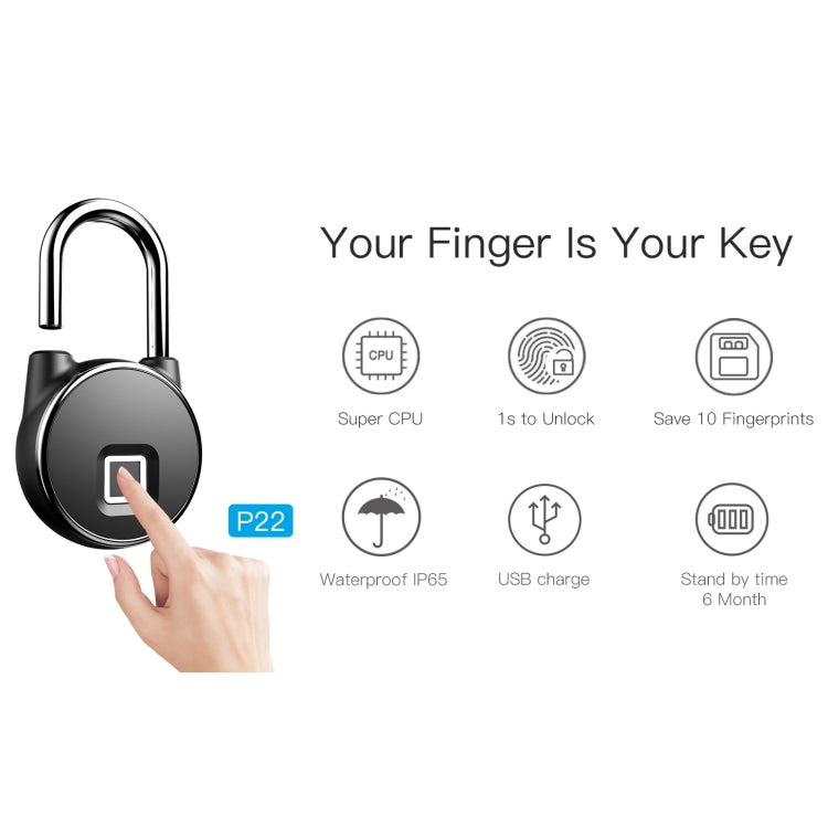 P22 Intelligent Waterproof Anti-theft Fingerprint Security Door Padlock