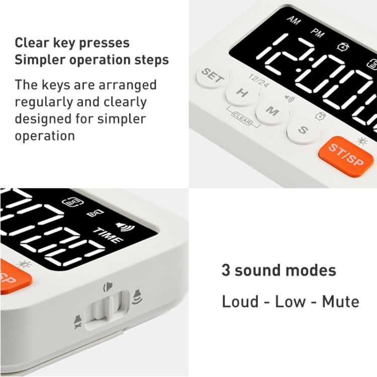 8801A Multi-function LED Display Clock Digital Timer Countdown Reminder (White)