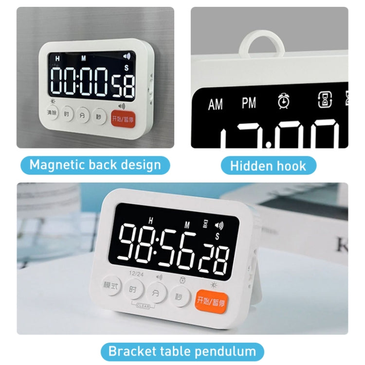 8801A Multi-function LED Display Clock Digital Timer Countdown Reminder (White)