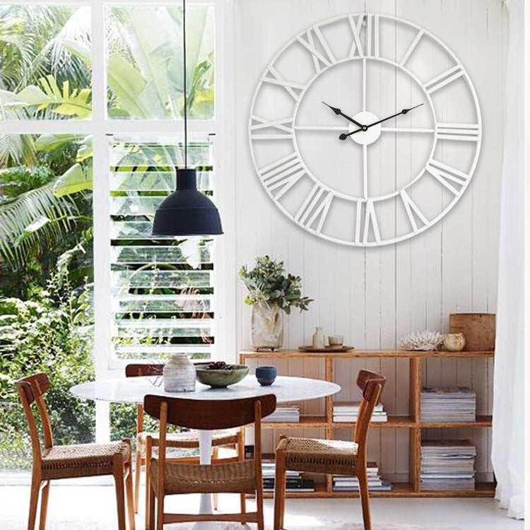 40cm White Living Room Iron Roman Numeral Mute Decorative Wall Clock